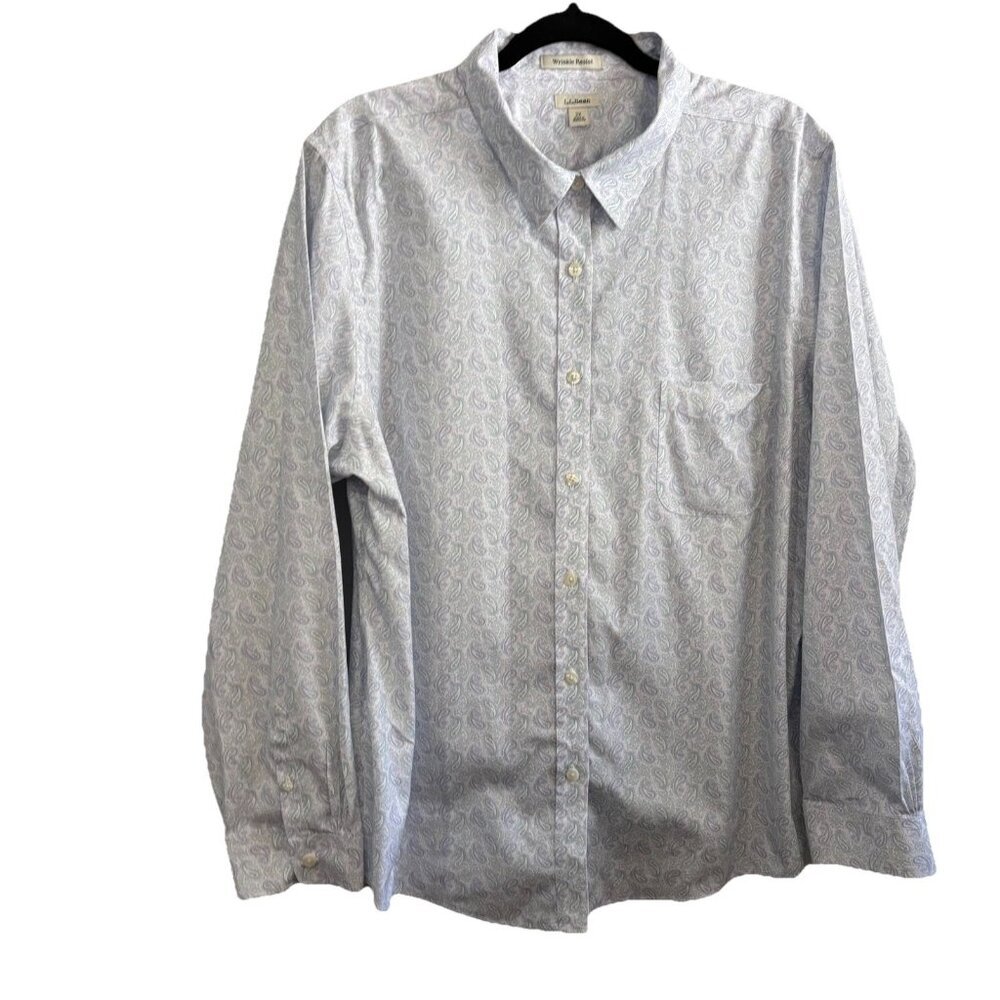 LL Bean Womenโs Multicolor Paisley Pas Wrinkle Resistant Button Up Shirt Size 2X
